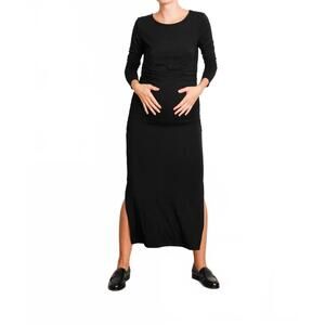 NEW NOM MATERNITY curve long sleeve maternity maxi dress in black